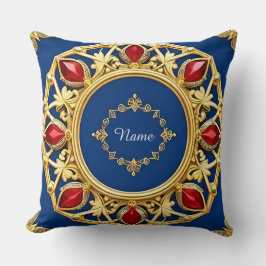 Almofada Desenho Ornamental Dourado Com Pedras Preciosas Ve
