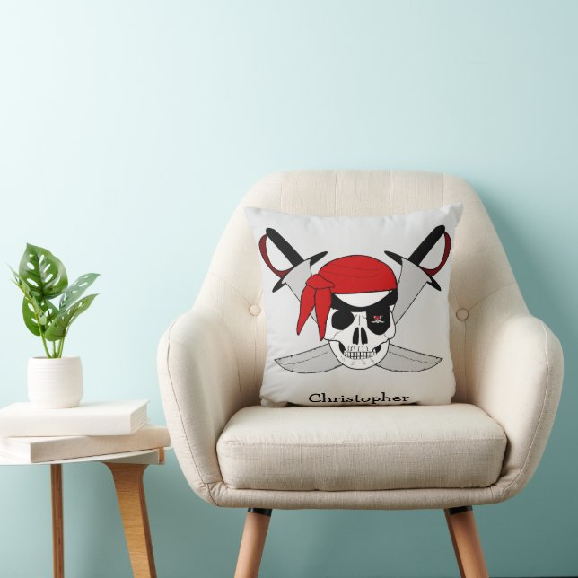 Almofada Desenho Personalizado de Caveira e Espadas de Pira (Cadeira)