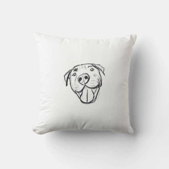 Almofada desenho pitbull simples amantes de cães preto bran (Frente)