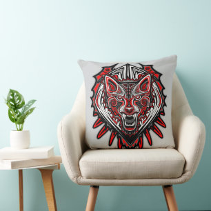 Almofada Desenho Totêmico Tribal Haida de Lobo