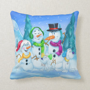 Almofada Desenhos animados bonitos da família da neve