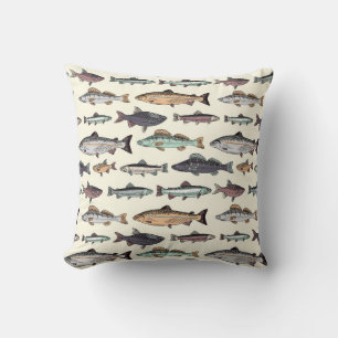 Almofada Desenhos de peixe venenoso, padrão sem costura.