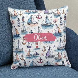 Almofada Desenhos sonhentos de veleiros Ancoradores e Farói