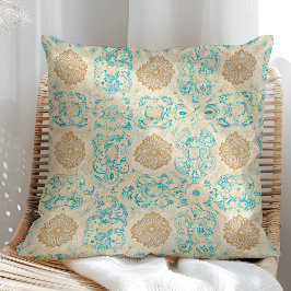 Almofada Desert Dream Vintage Sand & Turquoise Blooms