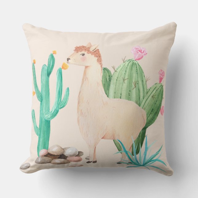Almofada Desert LIama Cactus Flowers Nature (Frente)
