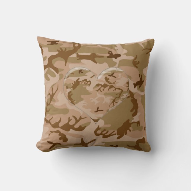 Almofada Desert Sand Camo Travesseiro com Coração Camuflado (Frente)