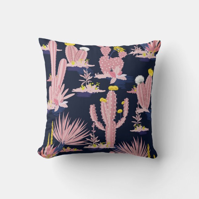 Almofada Deserto Chic: Pastel Cactus Bloom (Frente)