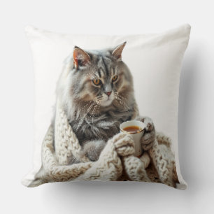 Almofada Desfrute do Cat Winter Tea