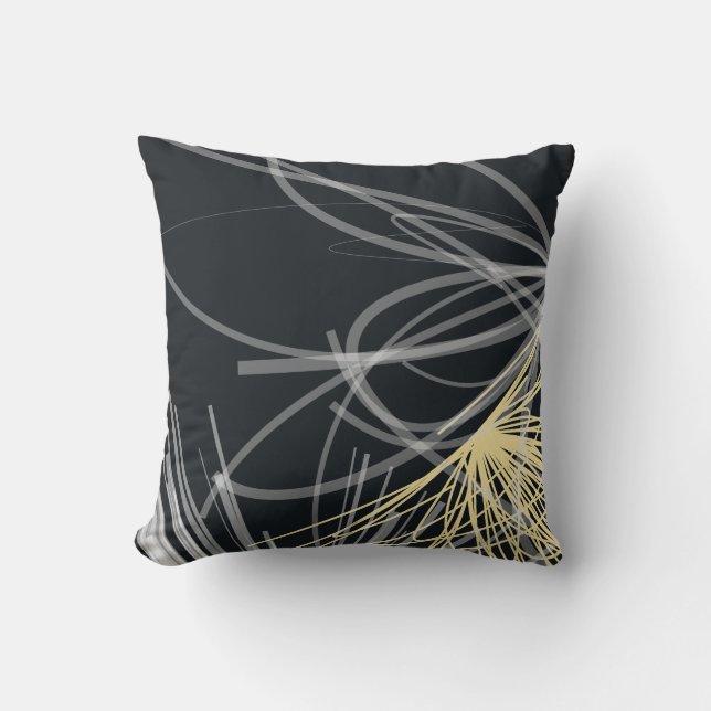 Almofada Design Abstrato Amarelo na moda preto (Frente)