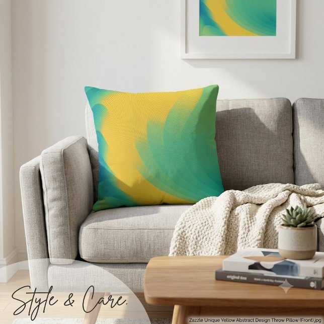 Almofada Design Abstrato Amarelo Único (Unique Yellow Abstract Design Throw Pillow)