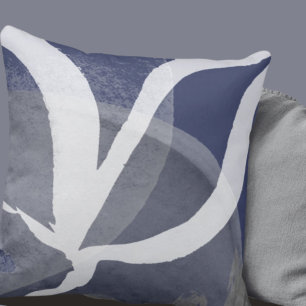 Almofada Design abstrato artístico   Cinzas Azul e Branco