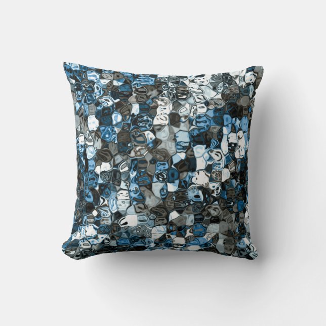 Almofada design abstrato de cristal azul / mosaico (Frente)