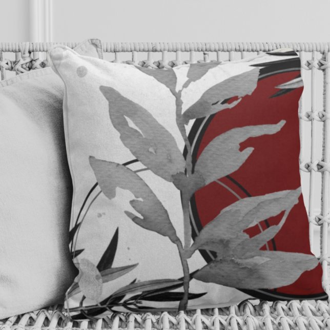 Almofada Design Abstrato de Folha e Círculo de Aquarela (Criador carregado)