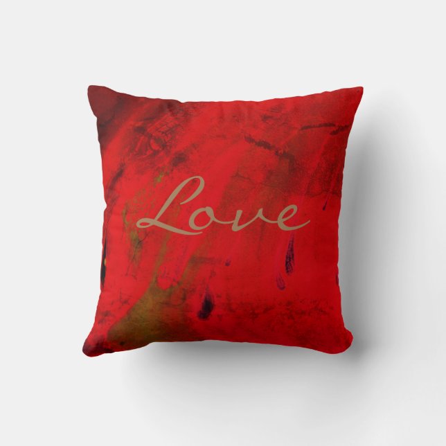 Almofada Design abstrato de roxo vermelho e amor moderno (Verso)