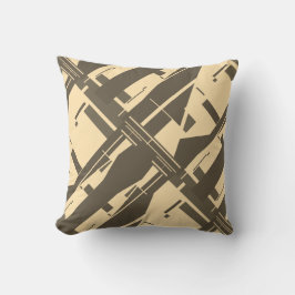 Almofada Design Abstrato Diagonal Castanho Escuro-bege crem