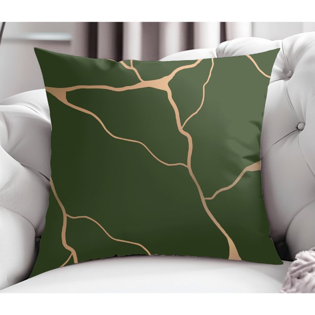 Almofada Design Abstrato Dourado Moderno Verde-escuro (Criador carregado)