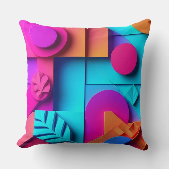 Almofada Design Abstrato Moderno Com Cores Vibrantes (Frente)