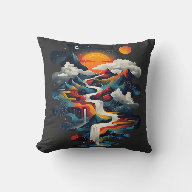 Almofada Design abstrato, paisagem surreal (Frente)