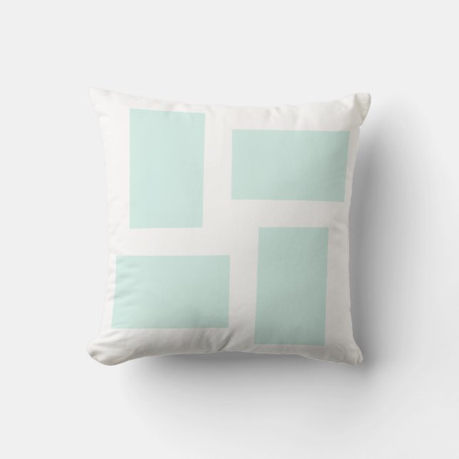 Almofada Design Abstrato Pastel Branco Macio e Verde Ciano (Frente)