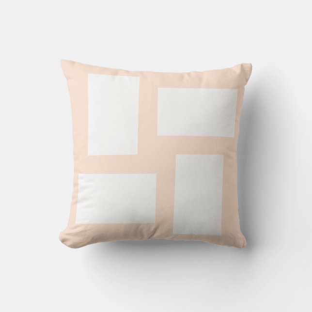Almofada Design Abstrato Rosa Pastel e Branco (Frente)