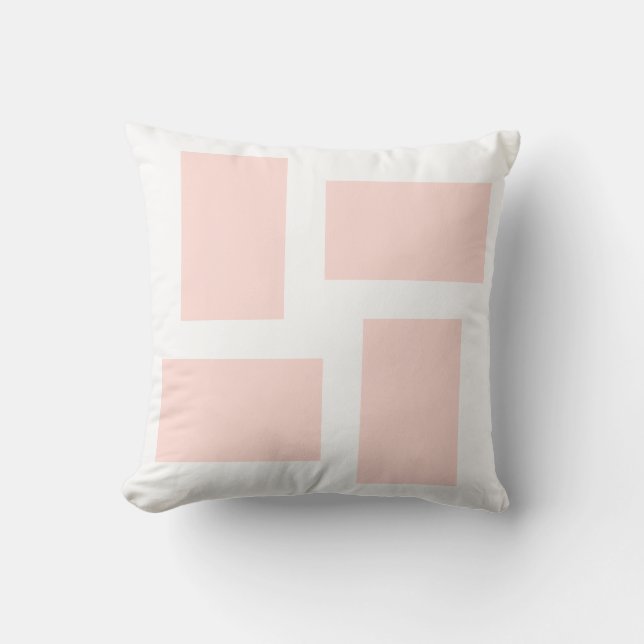 Almofada Design Abstrato Rosa Pastel e Branco Suave (Frente)