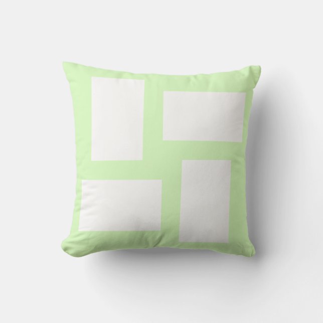 Almofada Design Abstrato Verde Limão Pastel e Branco (Frente)