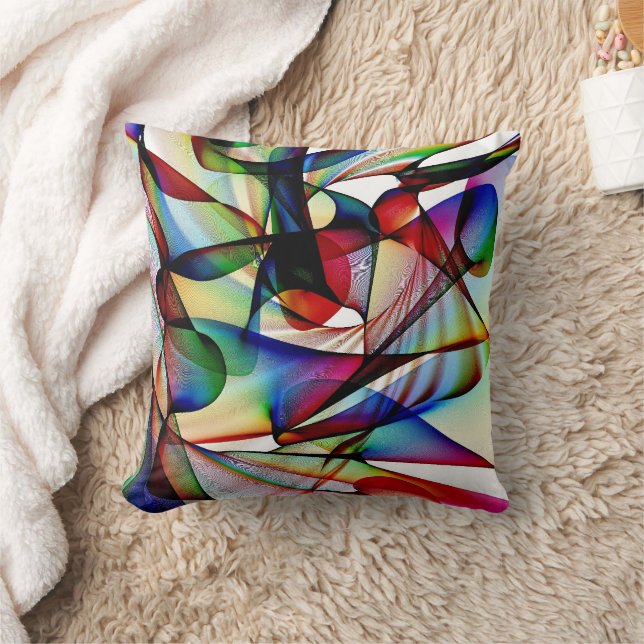 Almofada Design abstrato vermelho e Travesseiro azul (Cobertor)