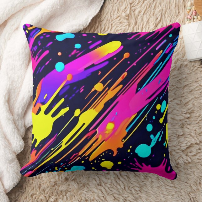 Almofada Design Abstrato Vibrante com Salpicos de Cores Neo (Cobertor)