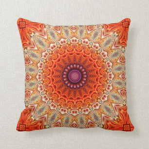 Almofada Design alaranjado e branco da flor Kaleidoscopic