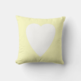Almofada Design Amarelo Pastel e Coração Branco