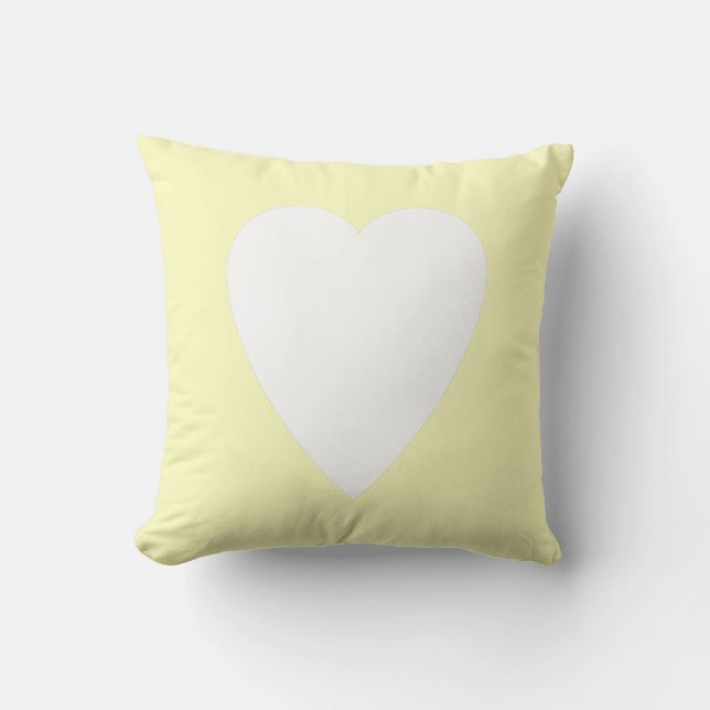 Almofada Design Amarelo Pastel e Coração Branco (Frente)