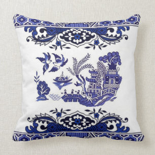 Almofada Design azul azul & branco do salgueiro de China
