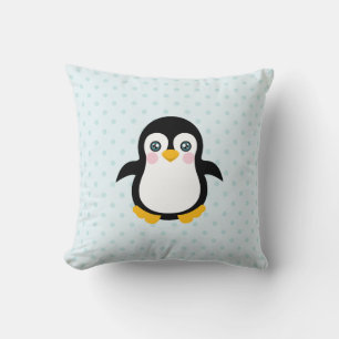 Almofada Design azul-Bolinhas-pinguim-branco Fundo