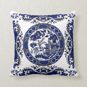 Almofada Design azul clássico de China do salgueiro