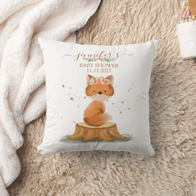 Almofada Design Botânico para Chá de Bebê de Raposa Animal  (Cobertor)
