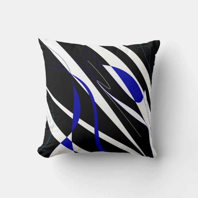 Almofada Design Branco Azul Preto (Frente)