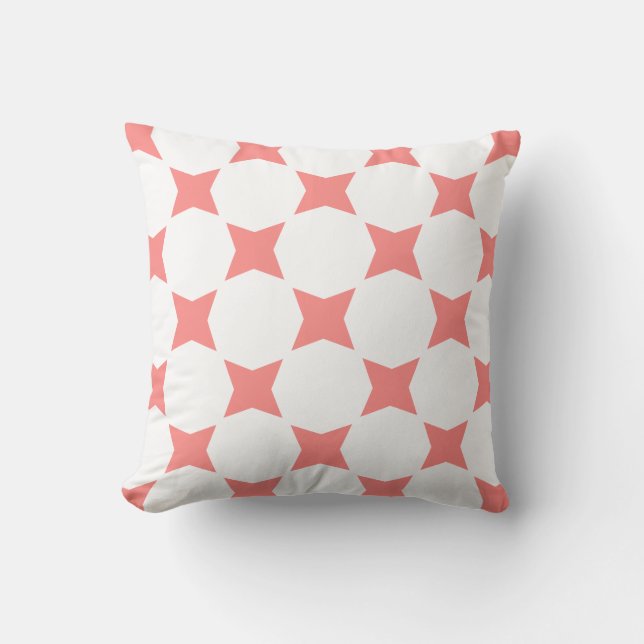 Almofada Design com Estrelas em Pastel Branco e Rosa (Frente)