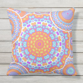 Almofada Design cor-de-rosa alaranjado festivo da mandala