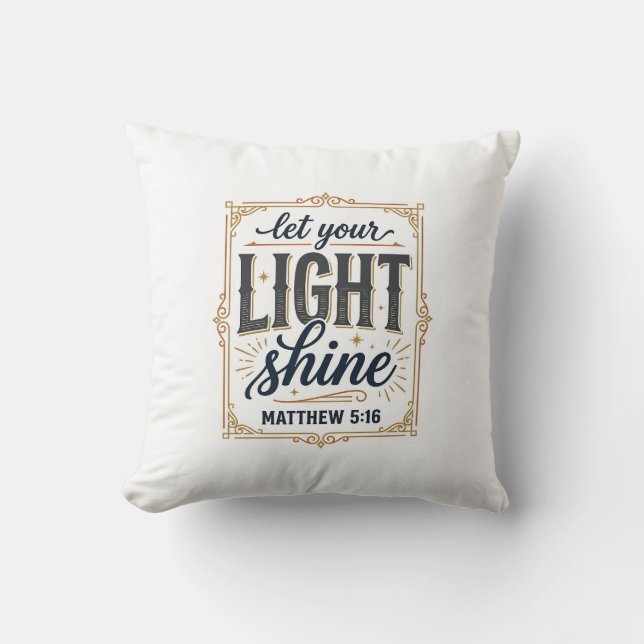 Almofada Design Cristiano Deixe Sua Luz Brilhar Mateus 5_16 (Frente)