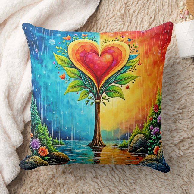 Almofada Design da árvore do amor e da vida (Cobertor)