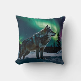 Almofada Design da Vida Selvagem de Aurora e Lobo-Madeira