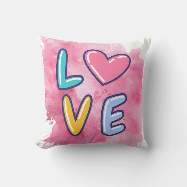 Almofada Design de Amor com Fundo Rosa (Frente)