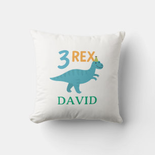 Almofada Design de Aniversário de 3 Rex Dinossauro