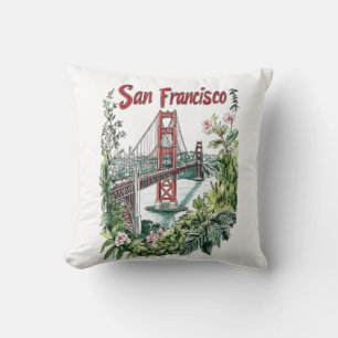 Almofada Design de Aquarela da ponte de Ouro San Francisco