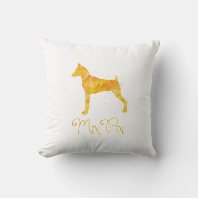 Almofada Design de Aquarela Miniatura Pinscher (Frente)
