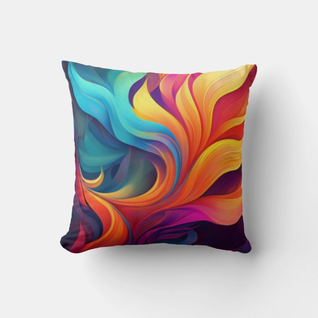 Almofada Design de Arte Colorida Abstrato Fluente (Frente)