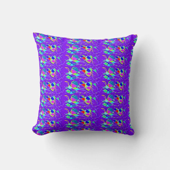 Almofada design de arte com estampas azuis travesseiro deco (Frente)
