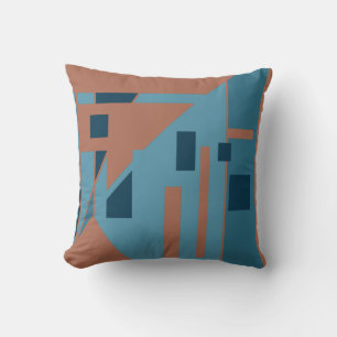 Almofada Design de Arte Contemorânea de Formas Azuis Laranj
