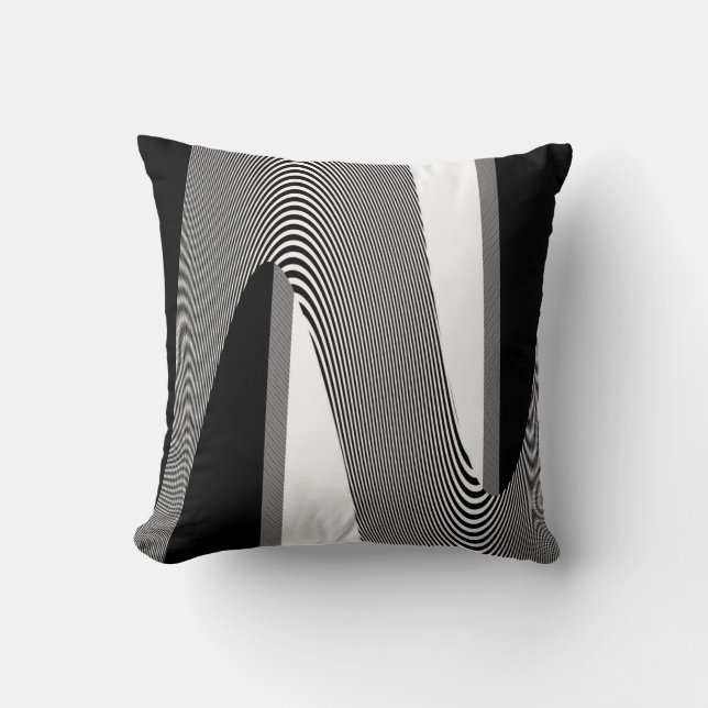 Almofada Design de Arte, Cushion, Preto E Branco (Frente)