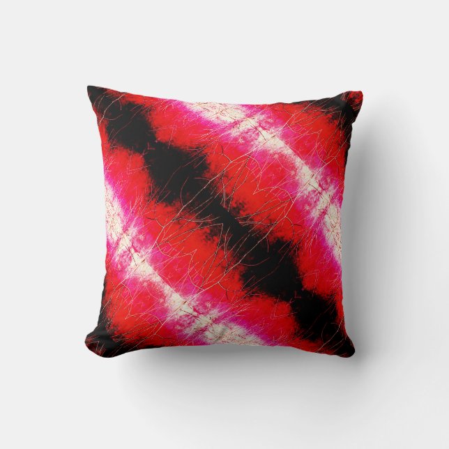 Almofada Design de Arte Diagonal em Branco Negro Vermelho (Frente)